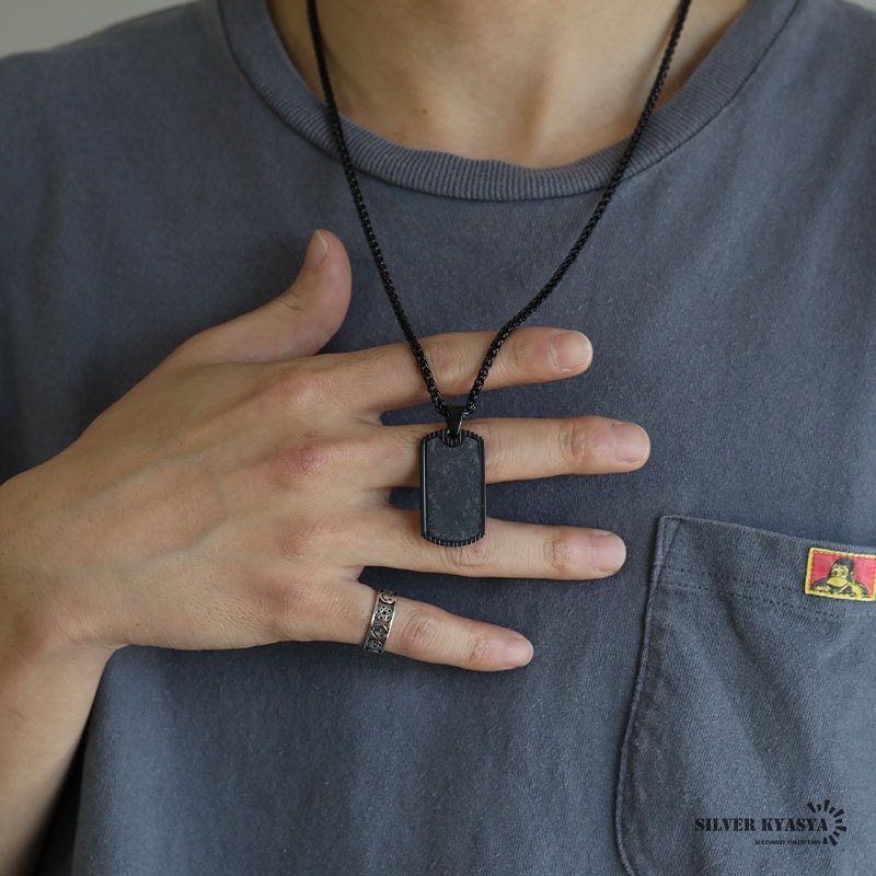 ステンレス ドッグタグネックレス [n707-black] | ネックレス
