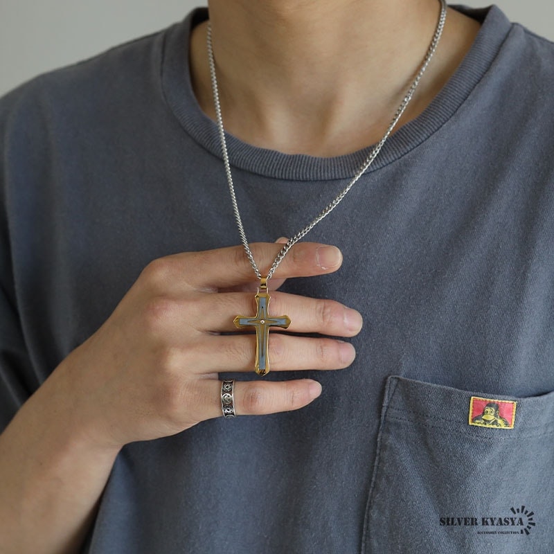 ステンレス クロスネックレス [n732-gold] | スタイルで探す,シンプル