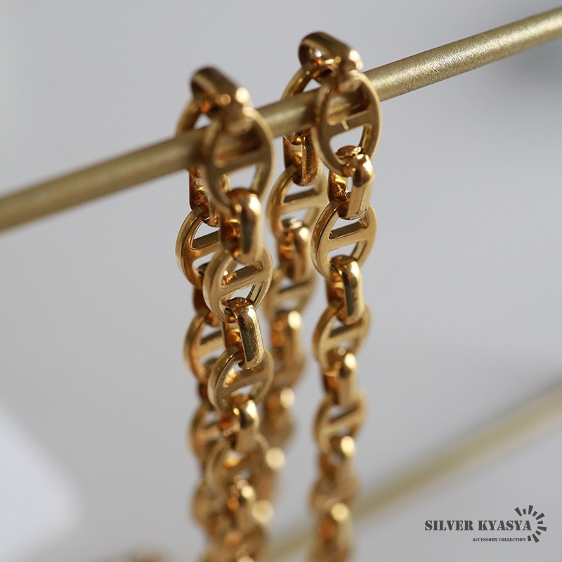 ステンレス アンカーチェーンネックレス [n777-gold] | お洒落な