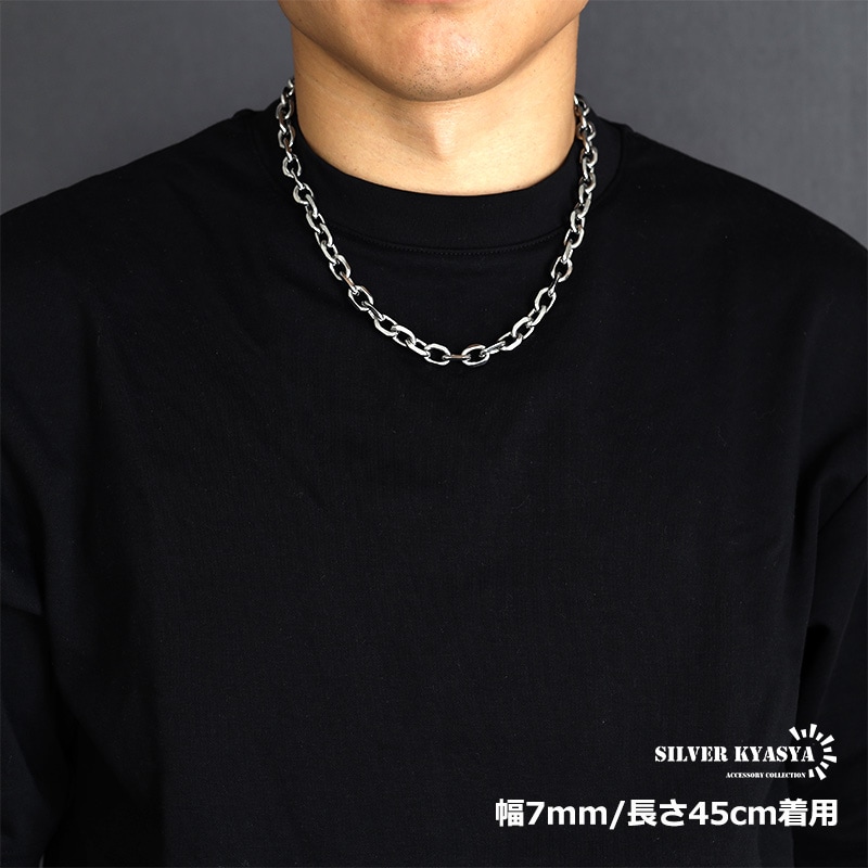 kyanページ シルバー925 あずきチェーン ネックレス 幅3mm 40cm 4面カット