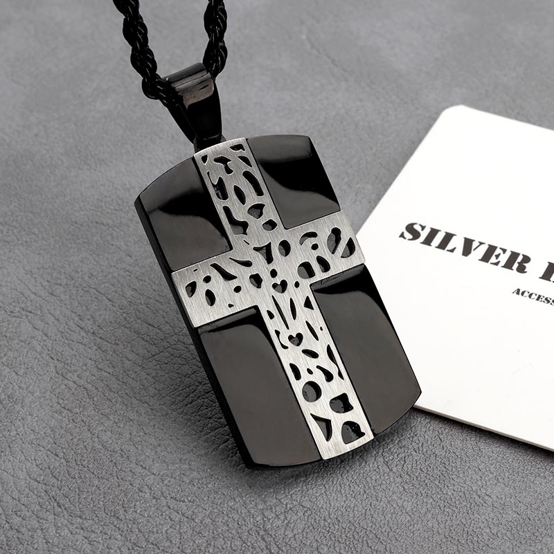 ステンレス ドッグタグネックレス [n708-black] | ネックレス