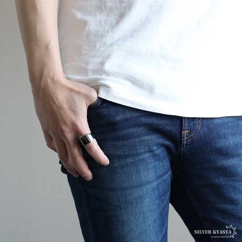 ステンレス ブラック印台リング [r596] | スタイルで探す,シンプル