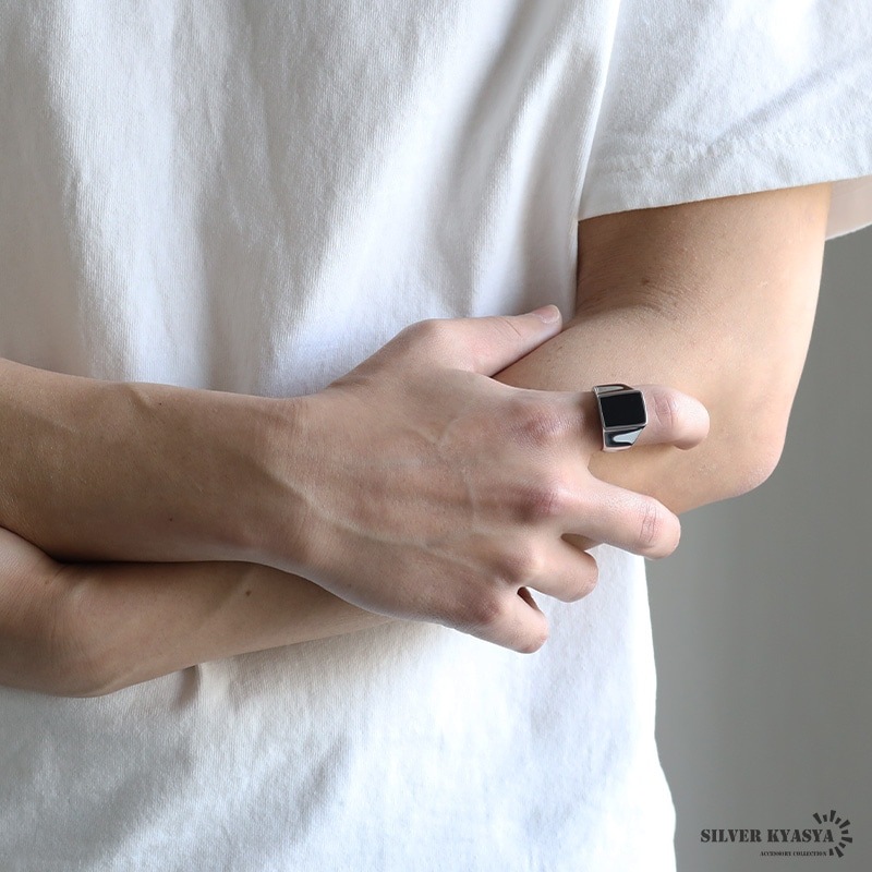 ステンレス ブラック印台リング [r596] | スタイルで探す,シンプル