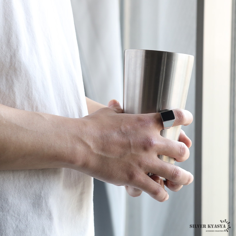 ステンレス ブラック印台リング [r596] | スタイルで探す,シンプル