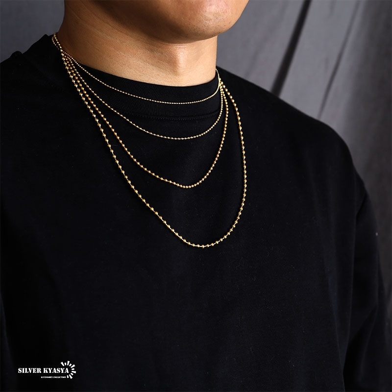 【極太❗️美品】 SAAD ネックレス ボールチェーン メタル付き ゴールド ボールチェーン ステンレス [c004-ball-g] | スタイル