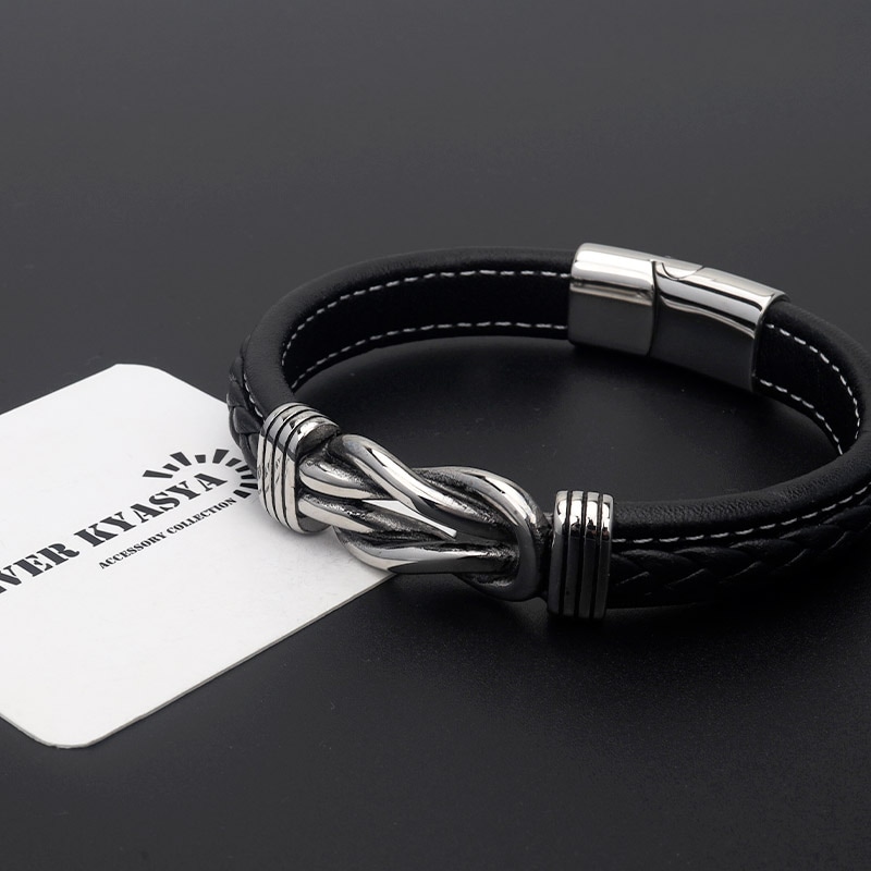 ステンレス レザーブレスレット [b590] | ブレスレット,レザー