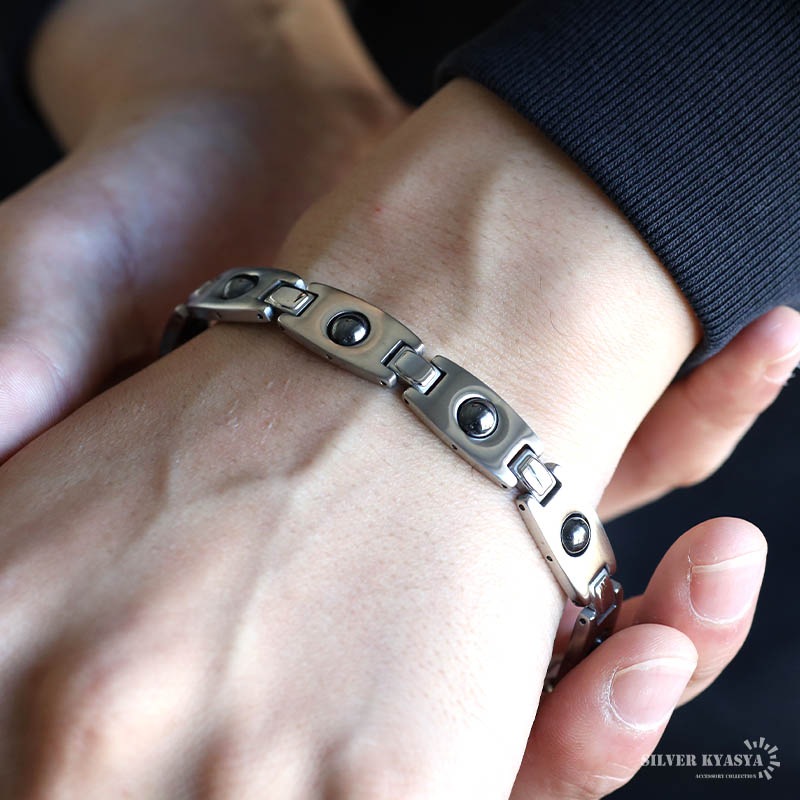 ステンレス 磁気ブレスレット ヘマタイト付き [b921] | ブレスレット