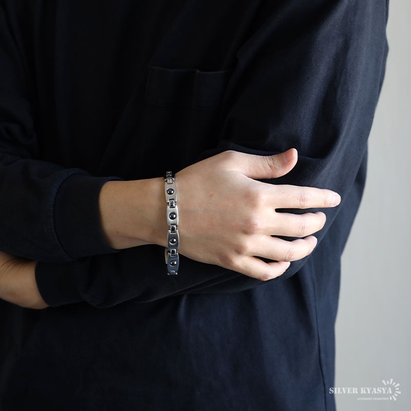 ステンレス 磁気ブレスレット ヘマタイト付き [b921] | ブレスレット