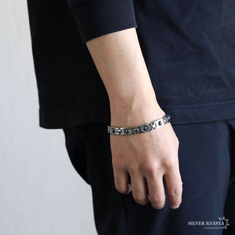 ステンレス 磁気ブレスレット ヘマタイト付き [b921] | ブレスレット