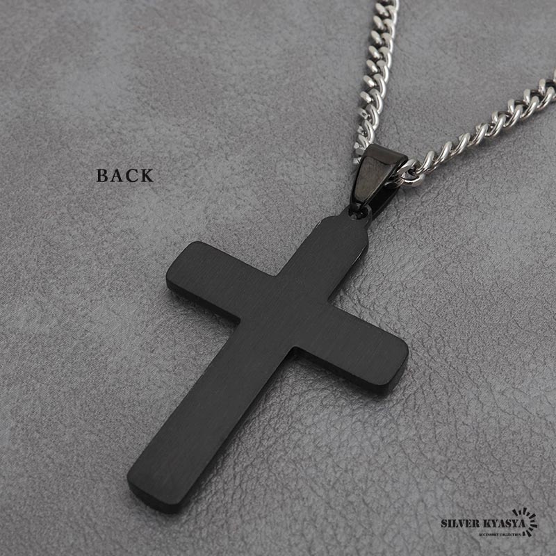 ステンレス クロスネックレス [n737-black] | ネックレス,ステンレス