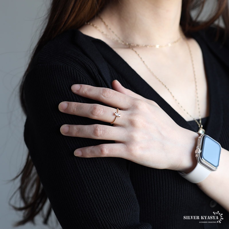 ステンレス 細身ツイストの一粒リング 4色 [r636] | リング,ステンレス,その他 | SILVER KYASYA