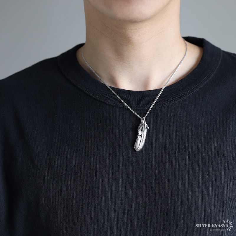 シルバー925 フェザーネックレス [nc029-ns130-cs053-2mm] | モチーフ