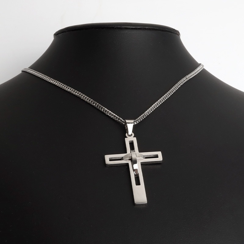 ステンレス クロスネックレス ダブル喜平 [n1257] | ネックレス