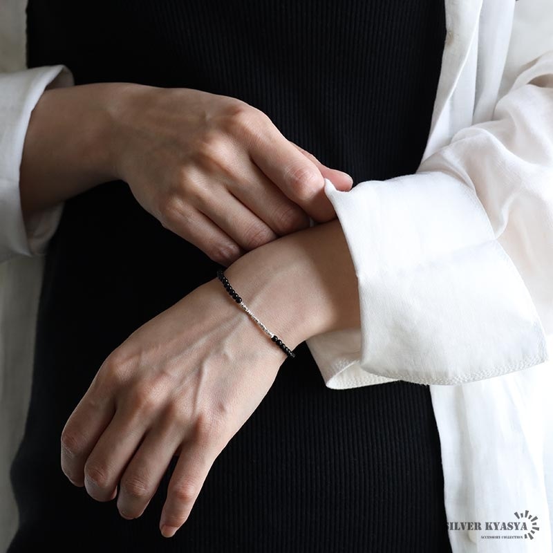 シルバー925 天然オニキスブレスレット [cb121] | お洒落なレディース