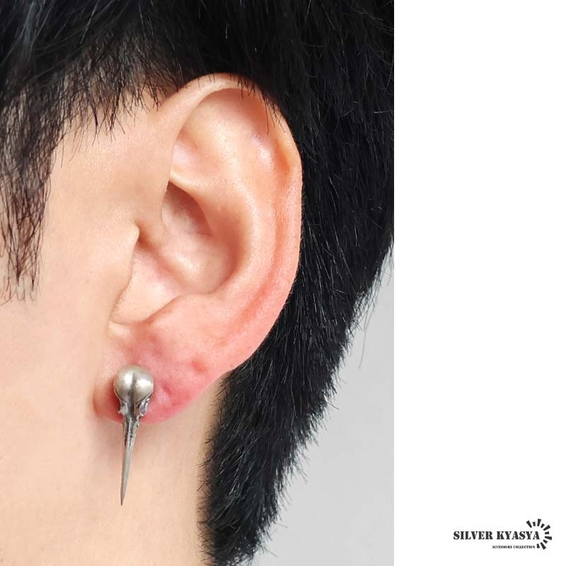 人気⭐️ピアス 箱あり シルバー925 ハチドリの頭蓋骨モチーフをリアルに表現したピアス
