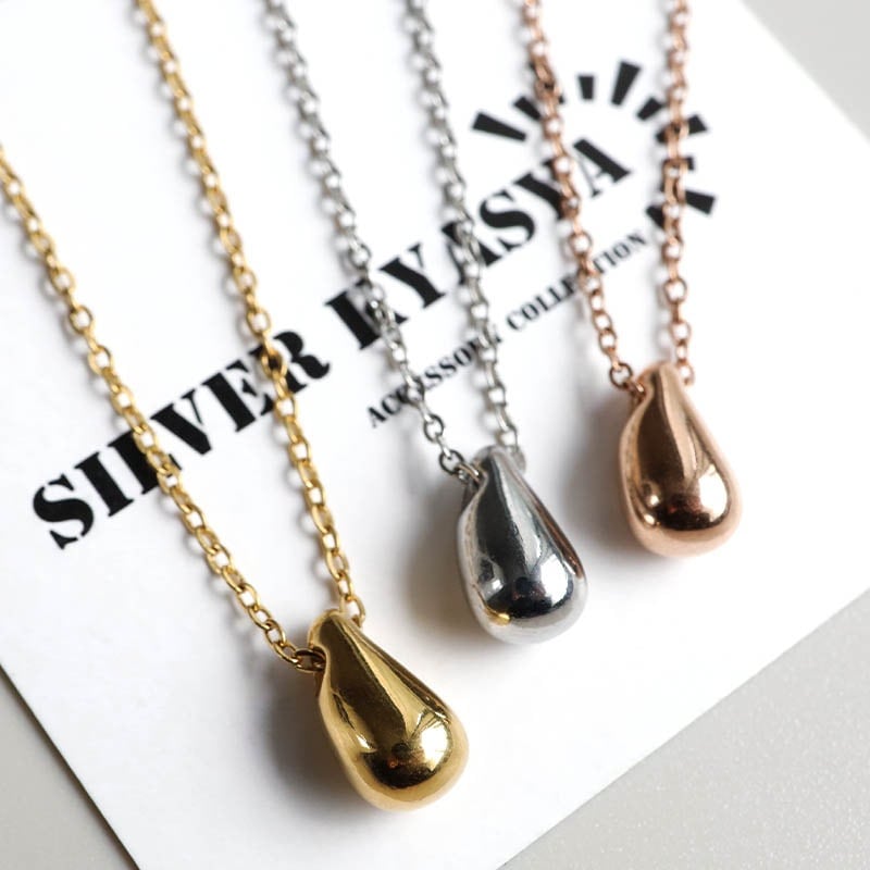 ステンレス 雫モチーフのネックレス 3色 [n1125] | ネックレス