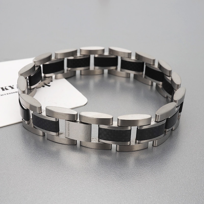 ステンレス カーボンブレスレット [b661] | スタイルで探す