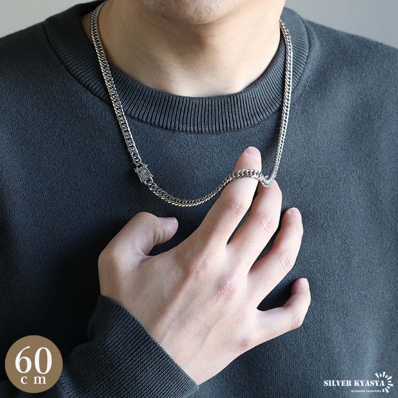 ステンレス製 ダブル喜平ネックレス [n956-silver-6mm