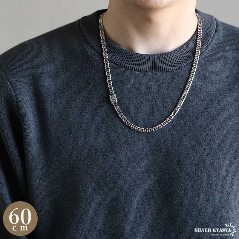 SILVER925 6面ダブル 喜平ネックレス ステンレス製 ダブル喜平ネックレス [n956-silver-6mm