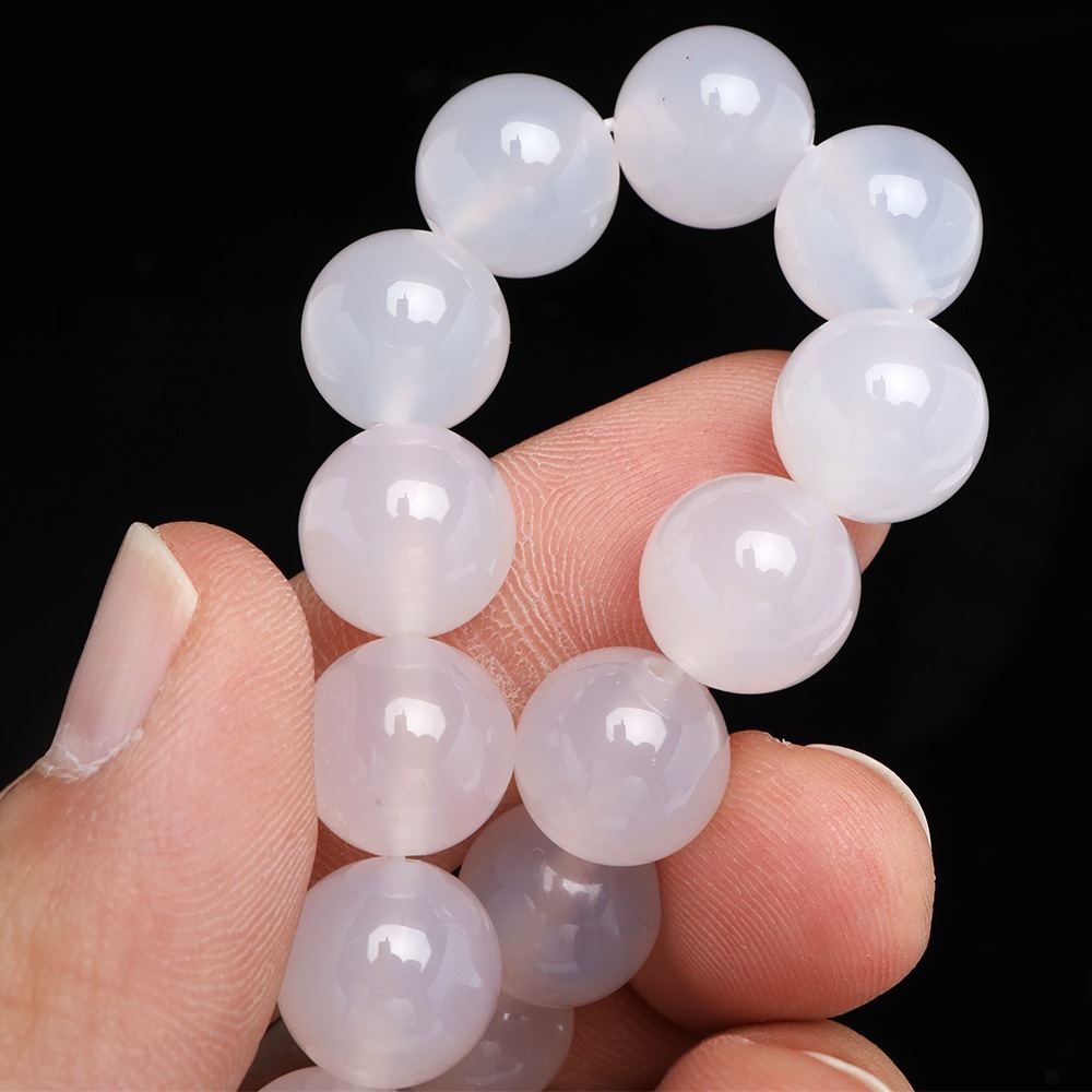 天然ホワイトアゲートブレスレット 12mm [b937-12mm] | ブレスレット