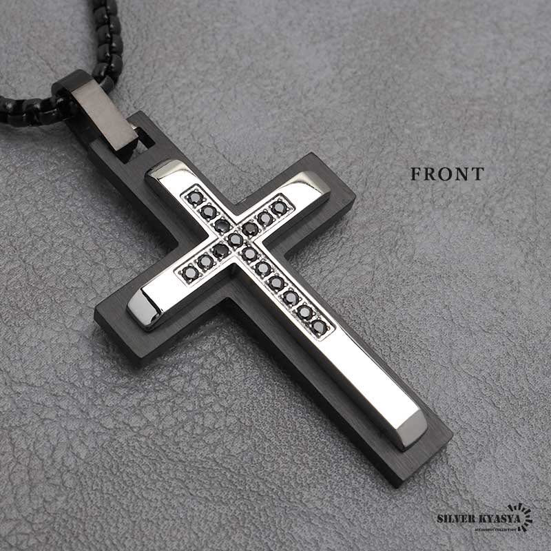 ステンレス クロスネックレス [n741-black] | スタイルで探す
