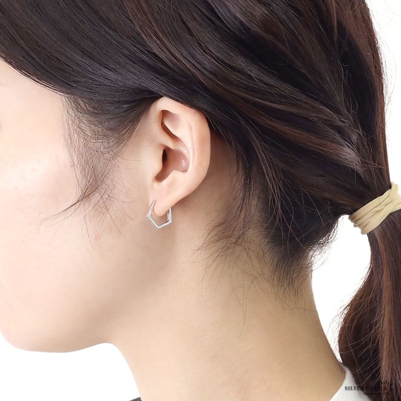 925 五角形 フープピアス [ce161] | お洒落なレディースアイテム