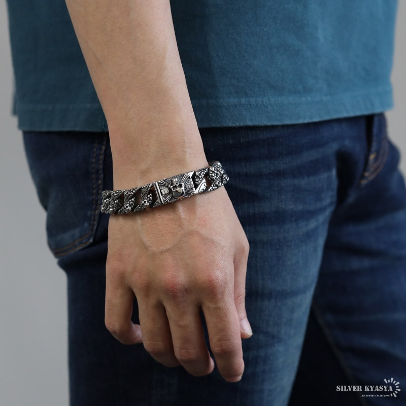 ステンレス スカル 龍鱗 ブレスレット [b665] | スタイルで探す