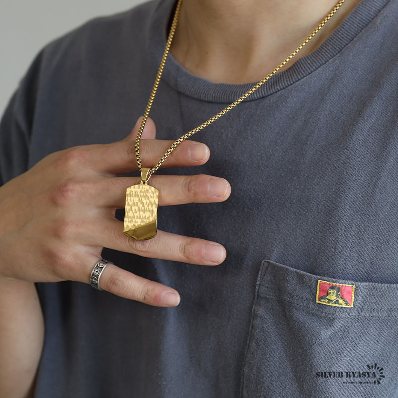 シルバー925 ドッグタグゴールド専用 ステンレス ドッグタグネックレス [n719-gold] | スタイルで探す