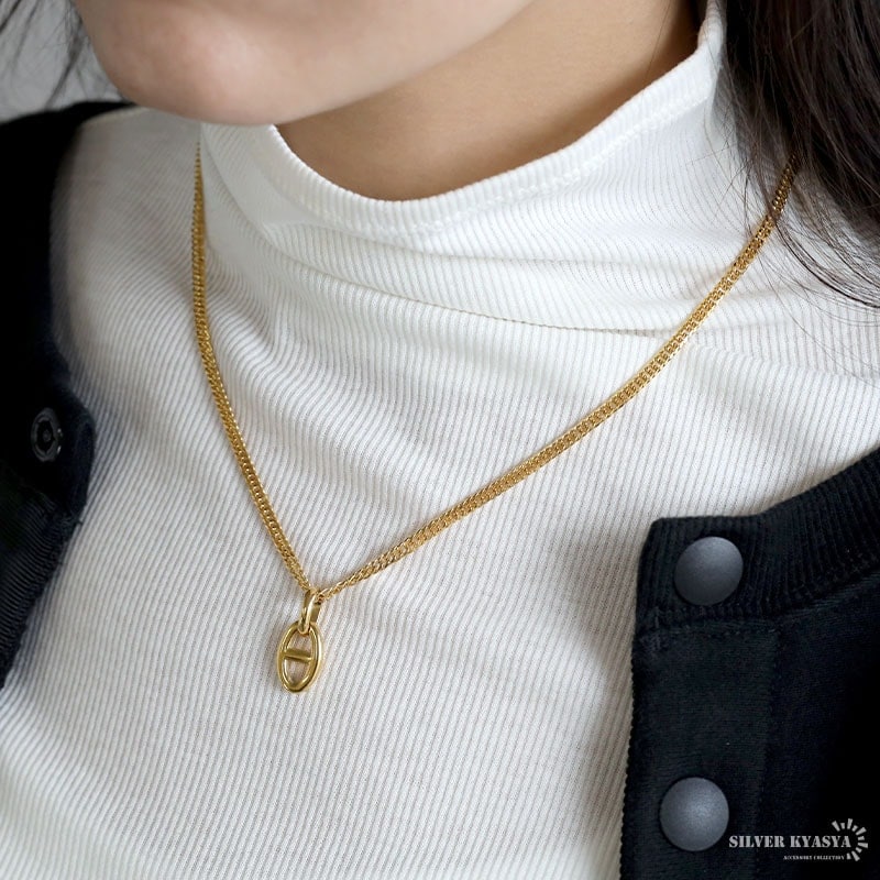 ステンレス アンカーモチーフ ネックレス [n895-n514-g-3mm