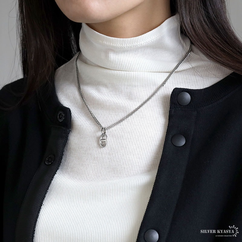 【*】様 【磨き上げ済み】BABY 翼 鍵型チャーム ネックレス ステンレス アンカーモチーフ ネックレス [n895-n514-s-3mm