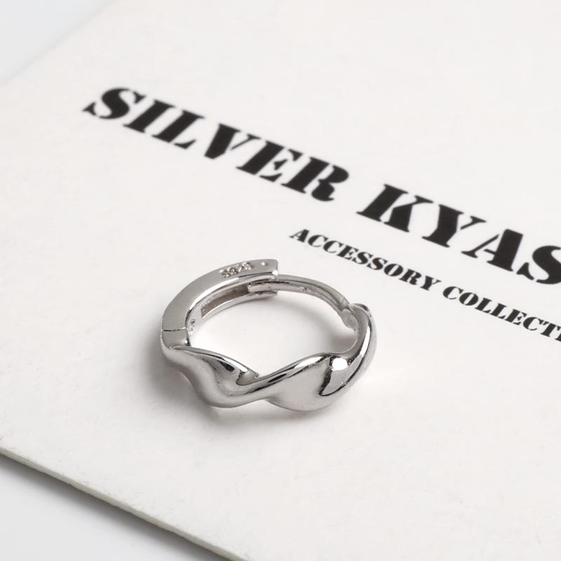 シルバー925 ツイスト＆平打ちフープピアス [es477] | ピアス,シルバー