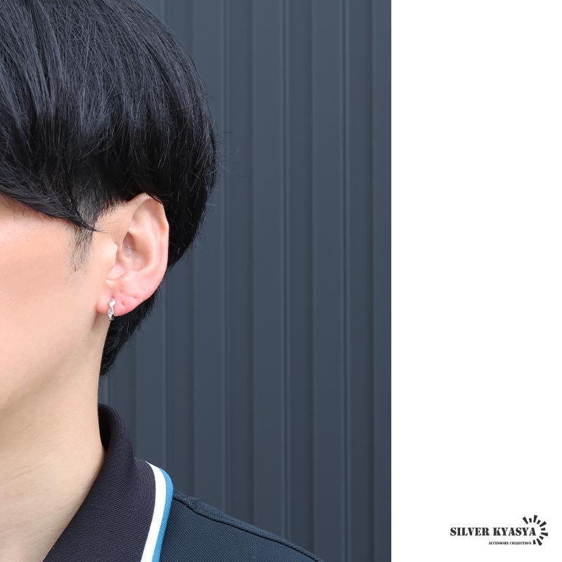 シルバー925 ツイスト＆平打ちフープピアス [es477] | ピアス,シルバー