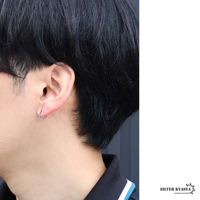 シルバー925 ツイスト＆平打ちフープピアス [es477] | ピアス,シルバー