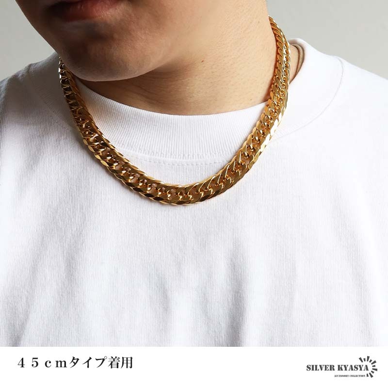 ステンレス 太幅のダブル喜平ネックレス ゴールドタイプ 幅11mm 3