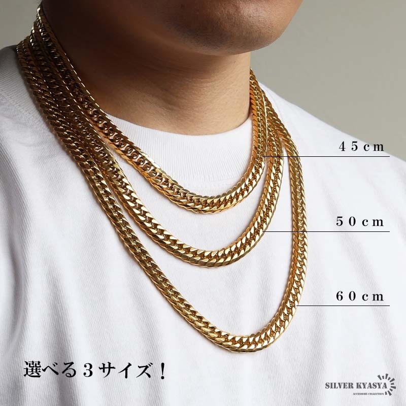 ステンレス 太幅のダブル喜平ネックレス ゴールドタイプ 幅11mm 3