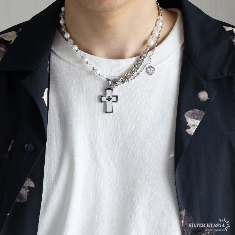 ステンレス 2連ネックレス クロス [n992] | ネックレス
