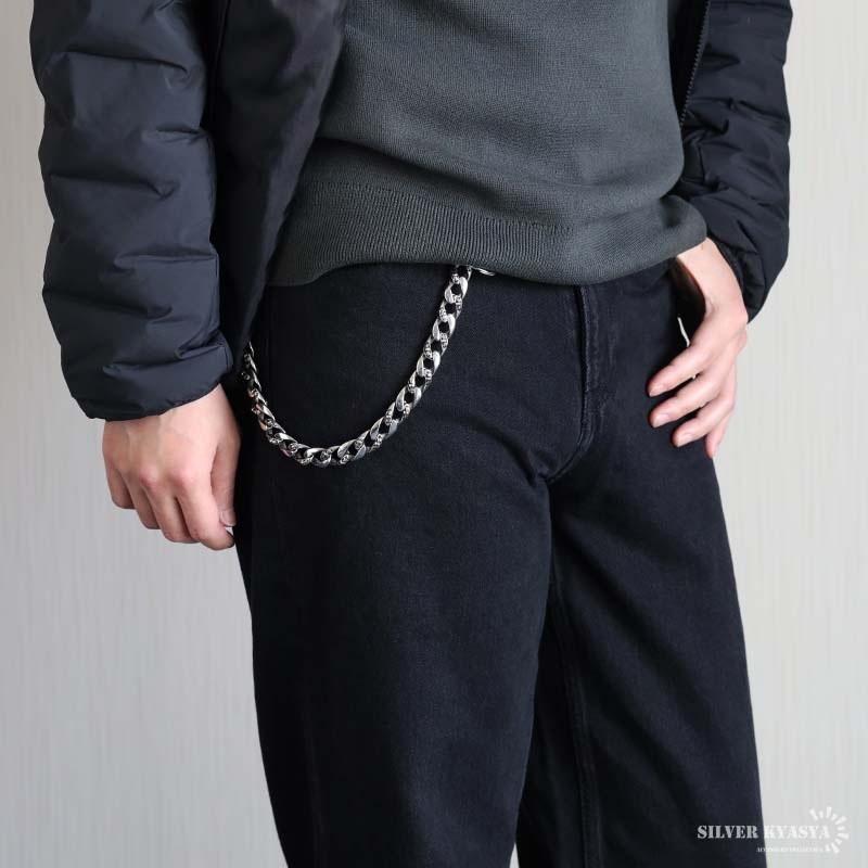 ステンレス ウォレットチェーン クロス喜平 2クリップ [wc072