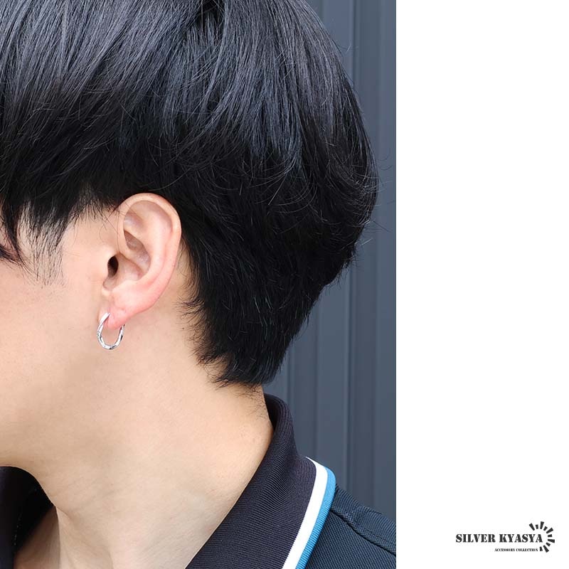 シルバー925 ツイストフォルムのオーバルピアス [es478] | ピアス
