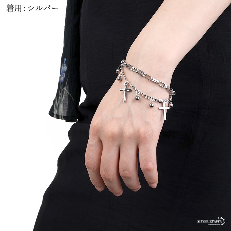 チャームブレスレット クロス [b374] | スタイルで探す,個性が光る