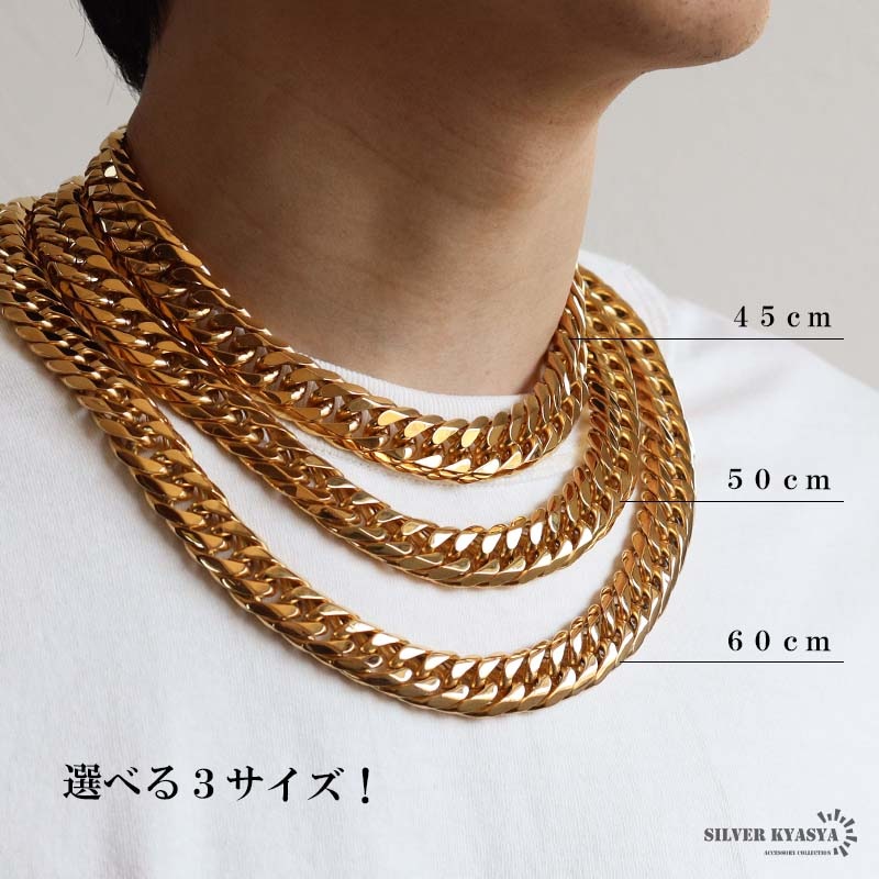 ステンレス 極太のダブル喜平ネックレス ゴールドタイプ 幅16mm 3