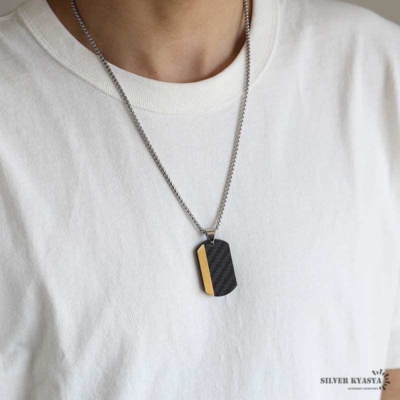 ステンレス ドッグタグネックレス ゴールド [n828-gold