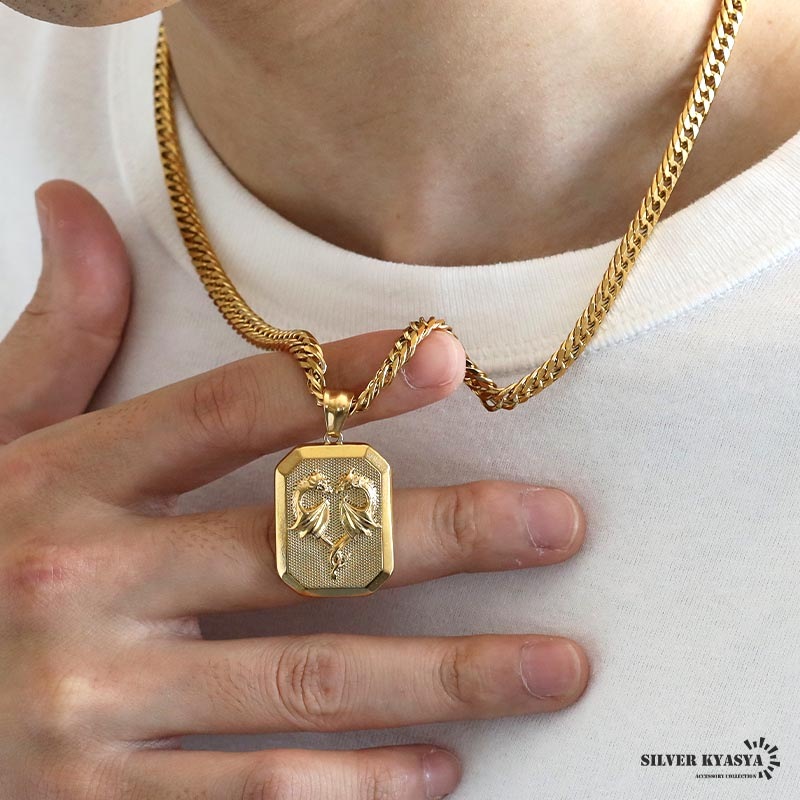 皇黎思様メタル ステンレス メダイネックレス ダブル喜平 [n1038] | ネックレス