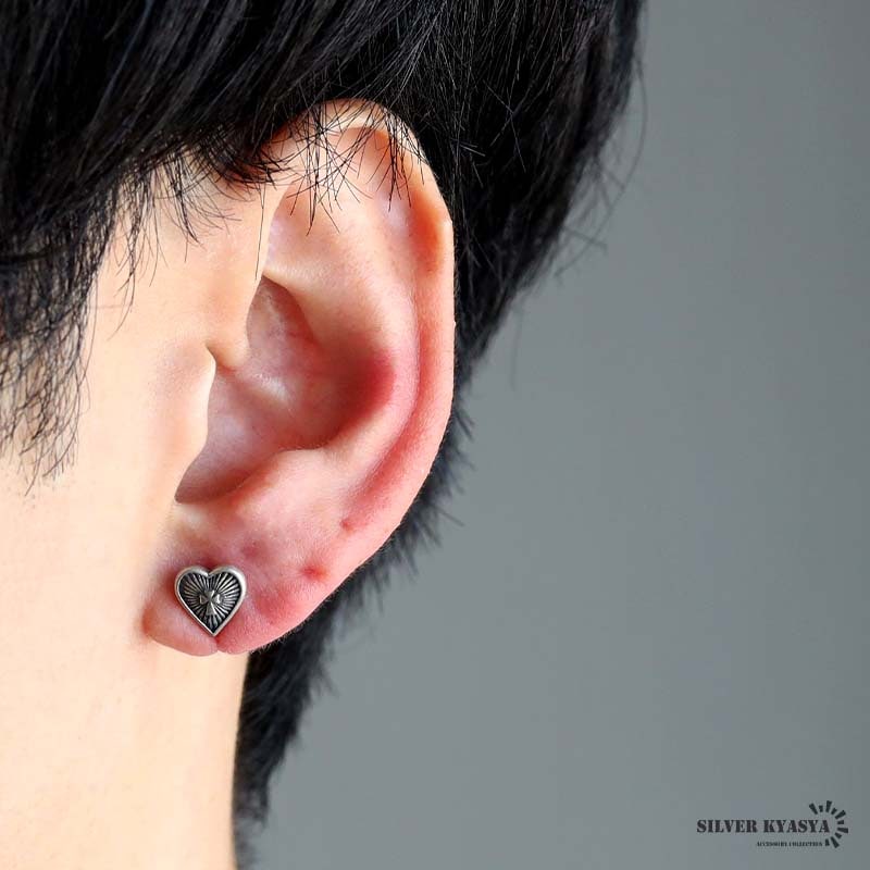 シルバー925 ハートクロススタッドピアス [es449] | ピアス,シルバー