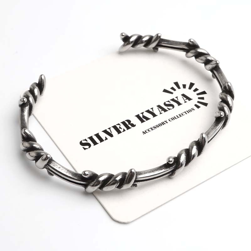 ステンレス 有刺鉄線バングル 燻し加工 [b1003] | バングル,ステンレス