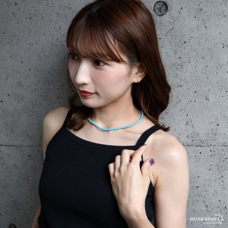 ターコイズ 細身 ビーズネックレス [n1262] | ネックレス | SILVER KYASYA