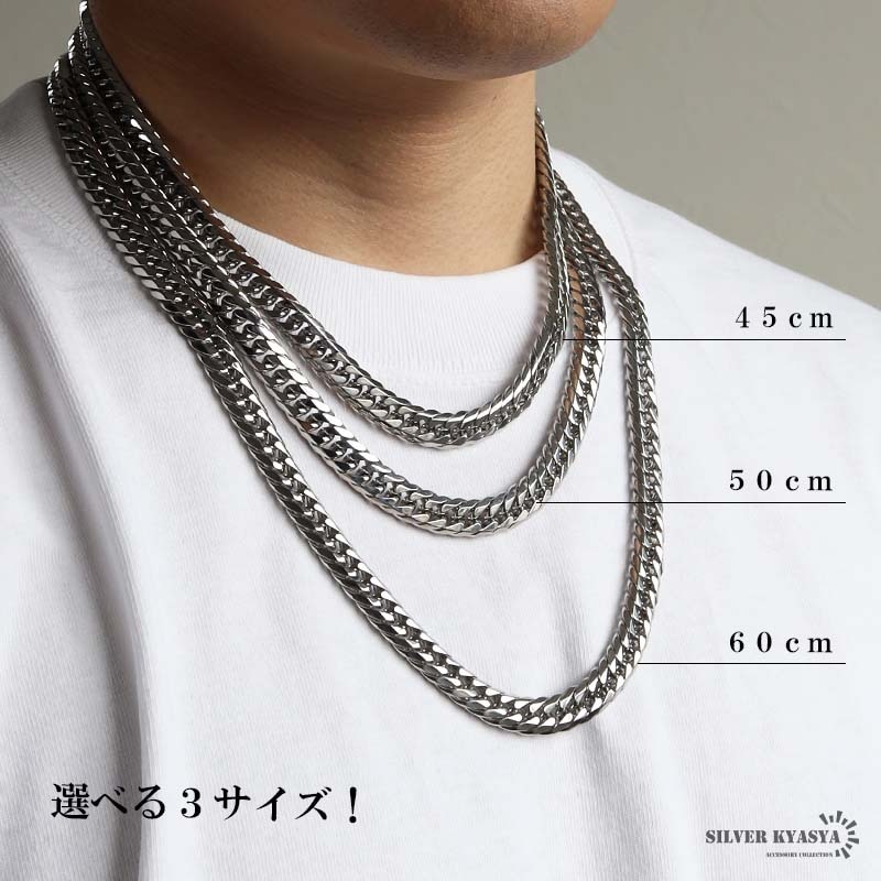 ステンレス 太幅のダブル喜平ネックレス シルバータイプ 幅11mm 3
