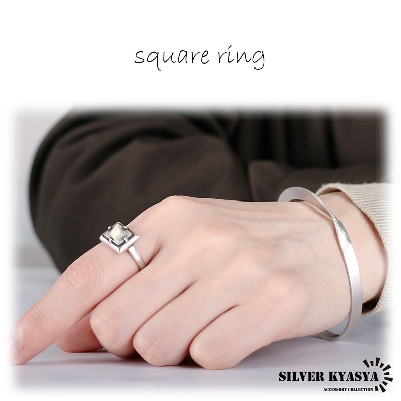シルバー ラインストーン 指輪 印台リング スクエア ゴージャス 重厚 19号 スクエア 印台 シルバーリング 7～29号 シールリング 指輪 印台リング