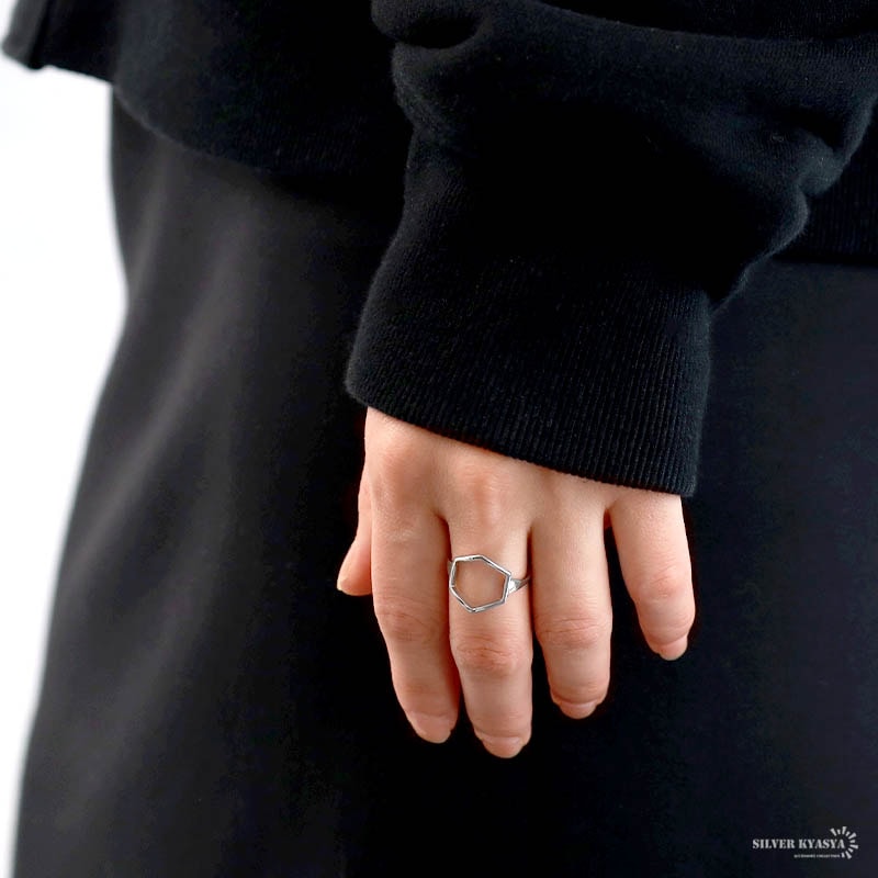 925 中空 六角形リング [cr526] | お洒落なレディースアイテム