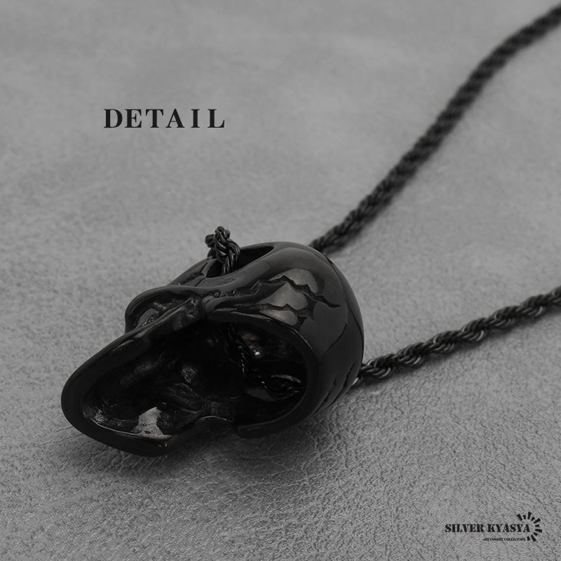 ステンレス スカルネックレス ブラック [n754-black] | ネックレス 