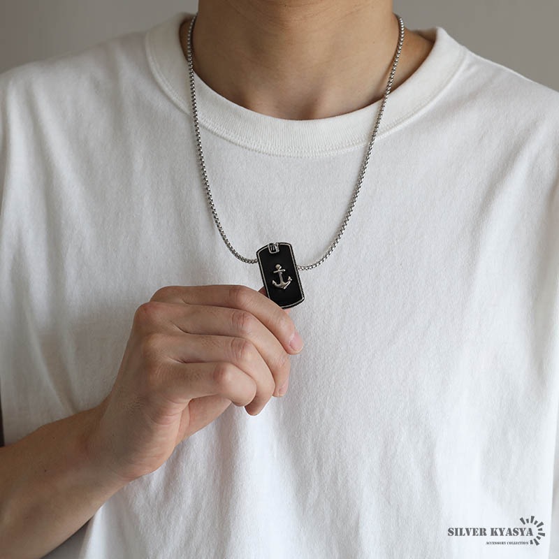 ステンレス ドッグタグネックレス シルバー [n829-silver